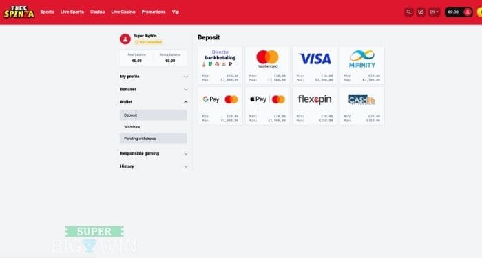 storten bij freespinza