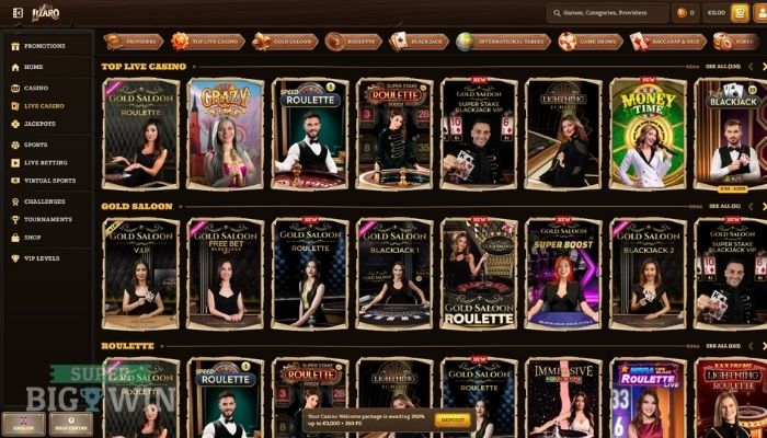 Live casino van Lizaro