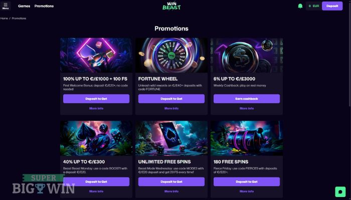 winbeast casino promotion page