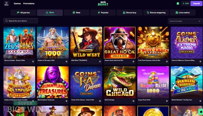 spelaanbod van winbeast casino