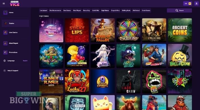 high stakes gokkasten bij CasinoVice