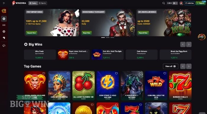winzoria casino homepage