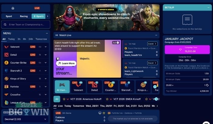 esports bij wintari casino