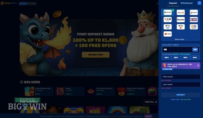 storten bij royalspinia casino