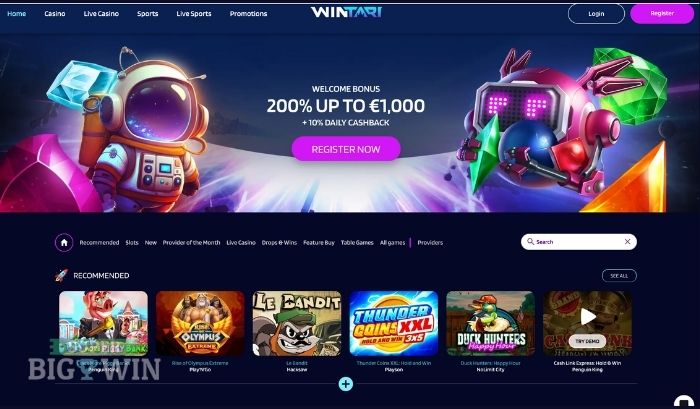 homepage van wintari casino