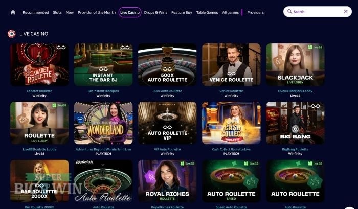 Live casino van Wintari