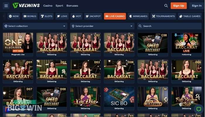 Velwins live casino