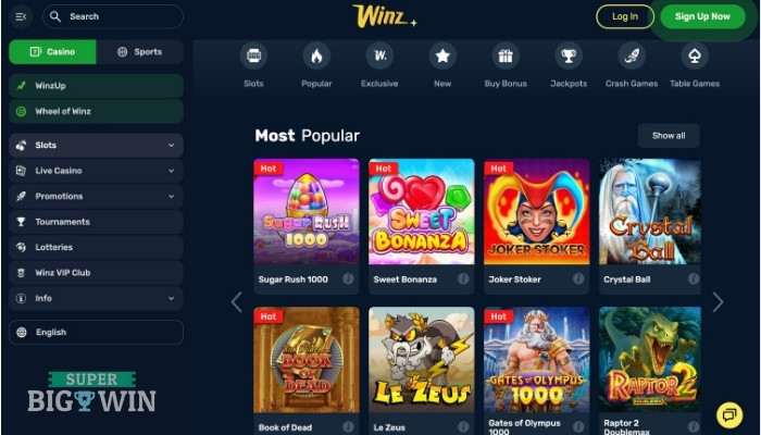 Winz.io Casino games