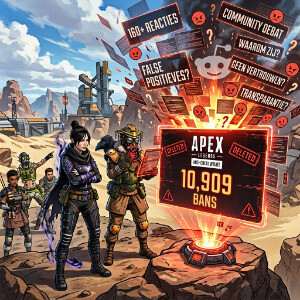 Apex Legends featured thumbnail met een Legend in actie, passend bij het nieuws over 11.000 gebande cheaters