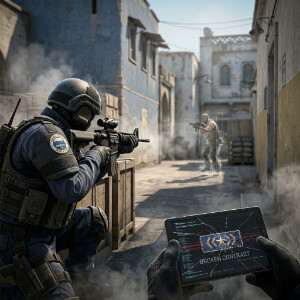 Counter-Strike 2 featured thumbnail met CT en terrorist in rook, passend bij vertrouwen in competitive shooters