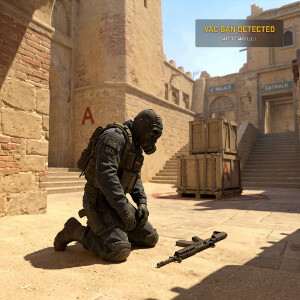 Featured thumbnail voor Counter-Strike 2 met Counter-Terrorist en politieauto in de achtergrond