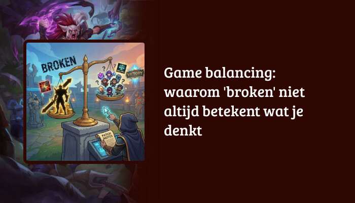 League of Legends H1 banner with the title "Game balancing: waarom 'broken' niet altijd betekent wat je denkt"
