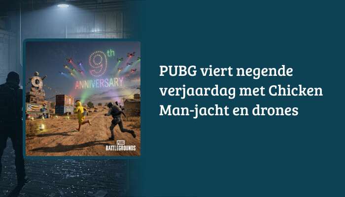 PUBG H1 banner with the article title overlay about the ninth anniversary, Chicken Man hunt, and drones