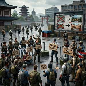 Uitgelichte thumbnail van PUBG: Battlegrounds met soldaat-achtige speler en spanningsvolle achtergrond