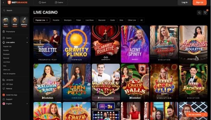 Betoranje live casino