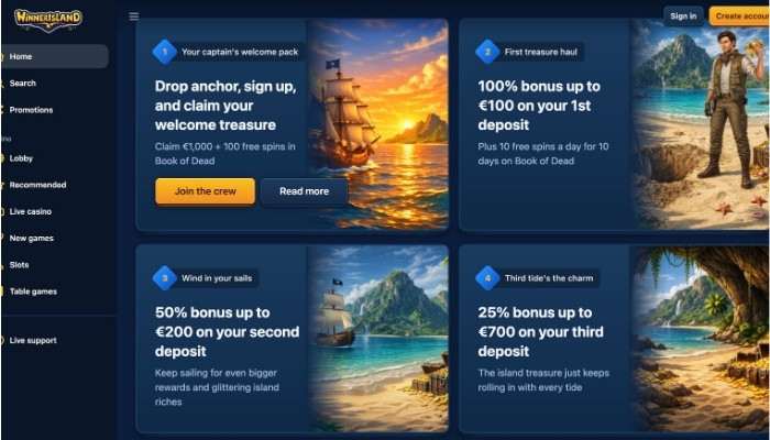 Winner Island casino bonussen