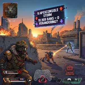 Apex Legends featured thumbnail met een Legend-portret bij een artikel over Reddit-ophef rond cheaters