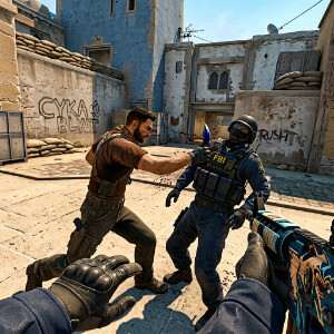 Featured thumbnail for Counter-Strike 2 showing a knife kill challenge clip in a short-format style
