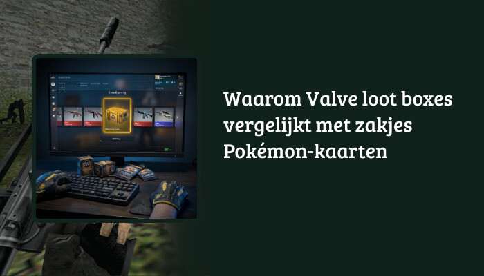H1-banner voor Counter-Strike 2 met titeloverlay over vergelijking tussen loot boxes en Pokémon-kaartjes