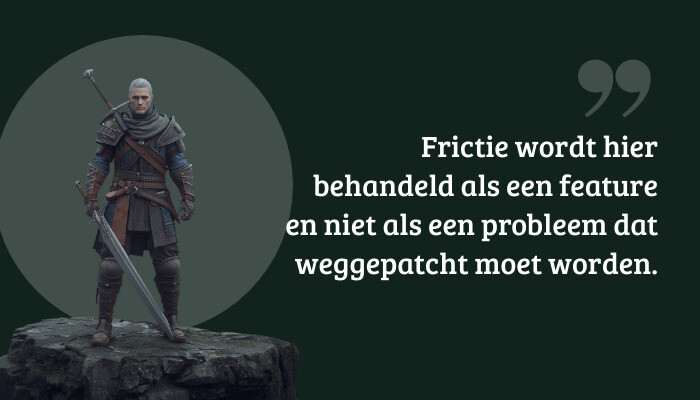 Quote-banner bij Demon's Souls (Remake) met de tekst over frictie als feature in het ontwerp