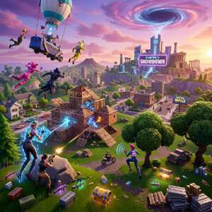 Fortnite featured thumbnail met kleurrijke personages uit de battle royale