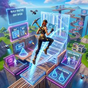 Fortnite featured thumbnail met een speler die snel bouwt tijdens een trainingsroutine