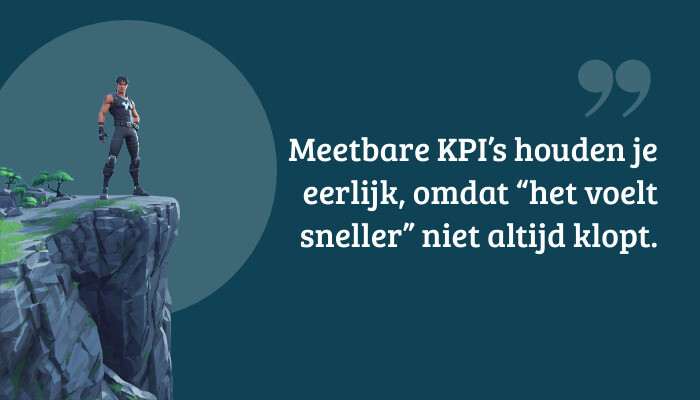 Fortnite quote-banner met tekst over meetbare KPIs voor sneller bouwen trainen