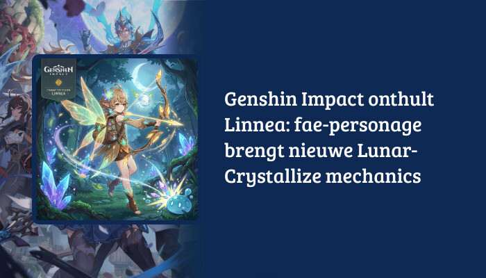 Genshin Impact H1-banner met Linnea en titeltekst over Lunar-Crystallize mechanics