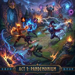League of Legends featured thumbnail voor Season 2 Act 1 Pandemonium met kleurrijke champion-art