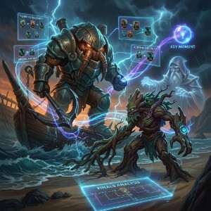 Legends of Runeterra featured thumbnail met kaartkunst in paarse tinten rond een finale-analyse