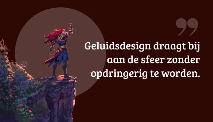 Legends of Runeterra quote-banner met citaat over geluidsdesign op een brede header
