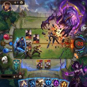 Legends of Runeterra featured thumbnail met kampioenenkaart en dobbelsteen-achtige RNG-sfeer