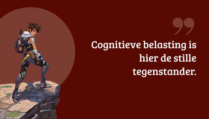 Overwatch quote-banner met tekst: "Cognitieve belasting is hier de stille tegenstander."