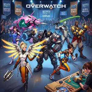 Overwatch featured thumbnail met een heldenportret in neonstijl voor artikel over cosplay