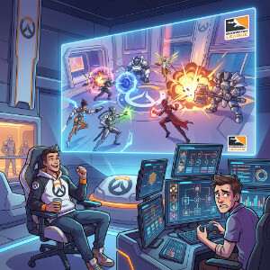 Overwatch featured thumbnail met een hero en felle actie, passend bij het thema kijken versus spelen