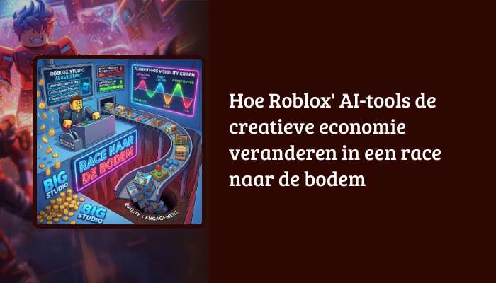 Roblox H1-banner met artikelkop over AI-tools die de creatieve economie veranderen