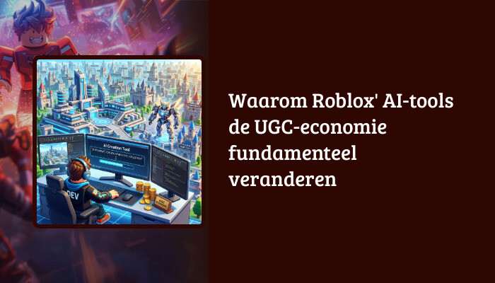 Roblox H1-banner met titeloverlay over AI-tools die de UGC-economie veranderen