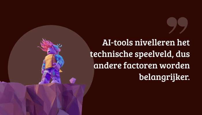 Roblox quote-banner met tekstoverlay over AI-tools die het technische speelveld nivelleren