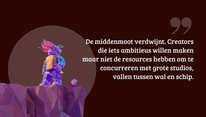 Roblox quote-banner met citaat over creators en de verdwijnende middenmoot