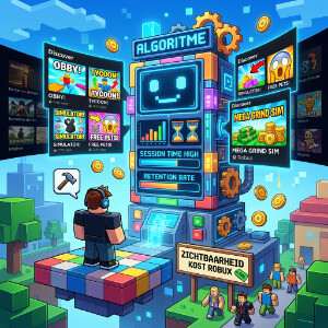 Roblox featured thumbnail with a Roblox-style avatar graphic representing algorithms and AI visibility