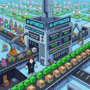 Roblox featured thumbnail with a stylized lake scene for the Mono Lake AI gamedesign article