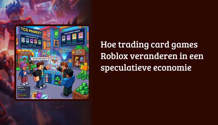 Roblox H1-banner met titeloverlay over trading card games die een speculatieve economie in Roblox stimuleren