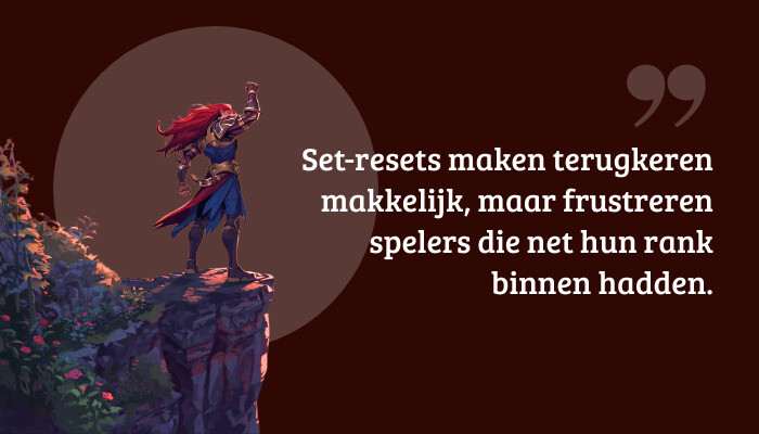Quote-banner voor Teamfight Tactics met pull quote over set-resets en frustratie rond rank terugkrijgen