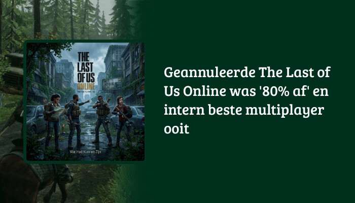 H1-banner voor artikel over geannuleerde The Last of Us Online met titeltekst over de status '80% af'