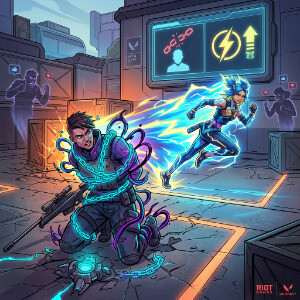 Valorant featured thumbnail met agent artwork bij artikel over Waylay-nerf terwijl Neon ongemoeid blijft