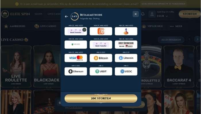 Elitespin casino storting