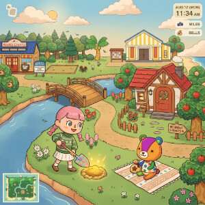 Featured thumbnail van Animal Crossing: New Horizons met een kleurrijk eilanddecor