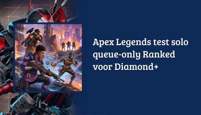 Apex Legends H1-banner met artikelkop over solo queue-only Ranked test voor Diamond+