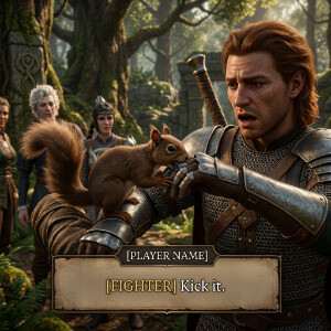 Baldur's Gate 3 featured thumbnail met een eekhoorn en fantasy-personage in een bosrijke omgeving