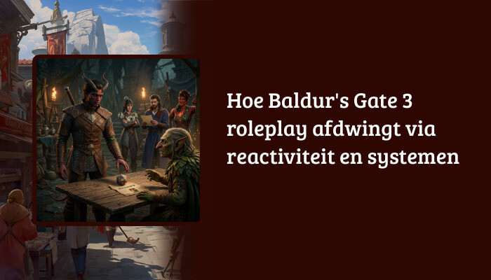 Baldur's Gate 3 H1-banner met titeloverlay over roleplay, reactiviteit en systemen in de game